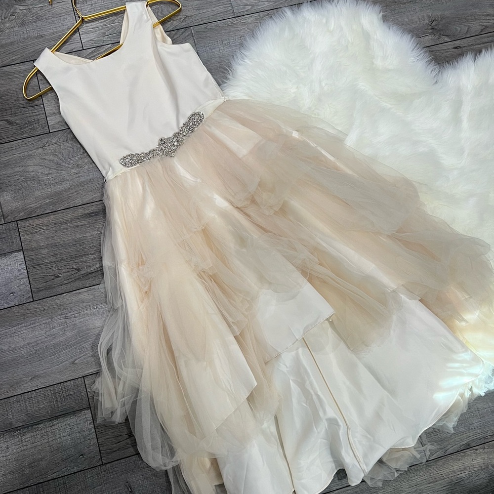 Rare Editions Cream and White Formal Kids Dress